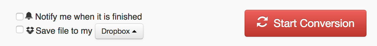 CloudConvert UI displays button to Start Conversion